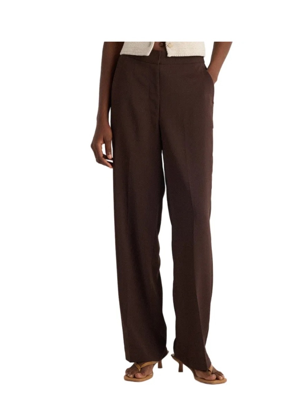 Quince Wide-Leg High-Waist Dark Brown Trousers
